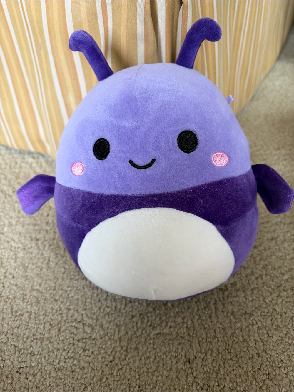Squishmallows Purple Bug Plush with Cream Belly and Pink Cheeks